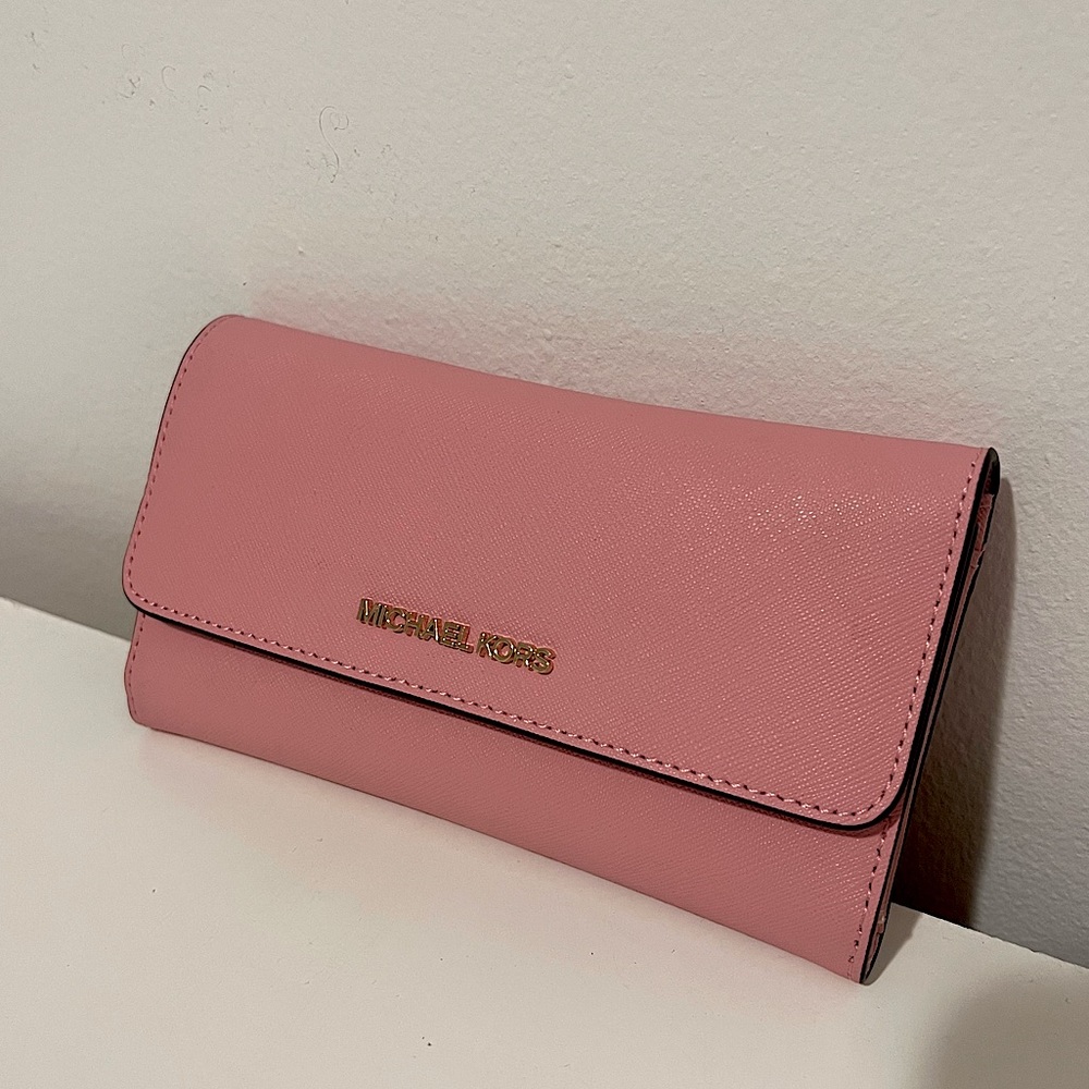 Michael Kors Saffiano TriFold Wallet Pink